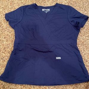 Greys Anatomy Navy Blue Scrub Top